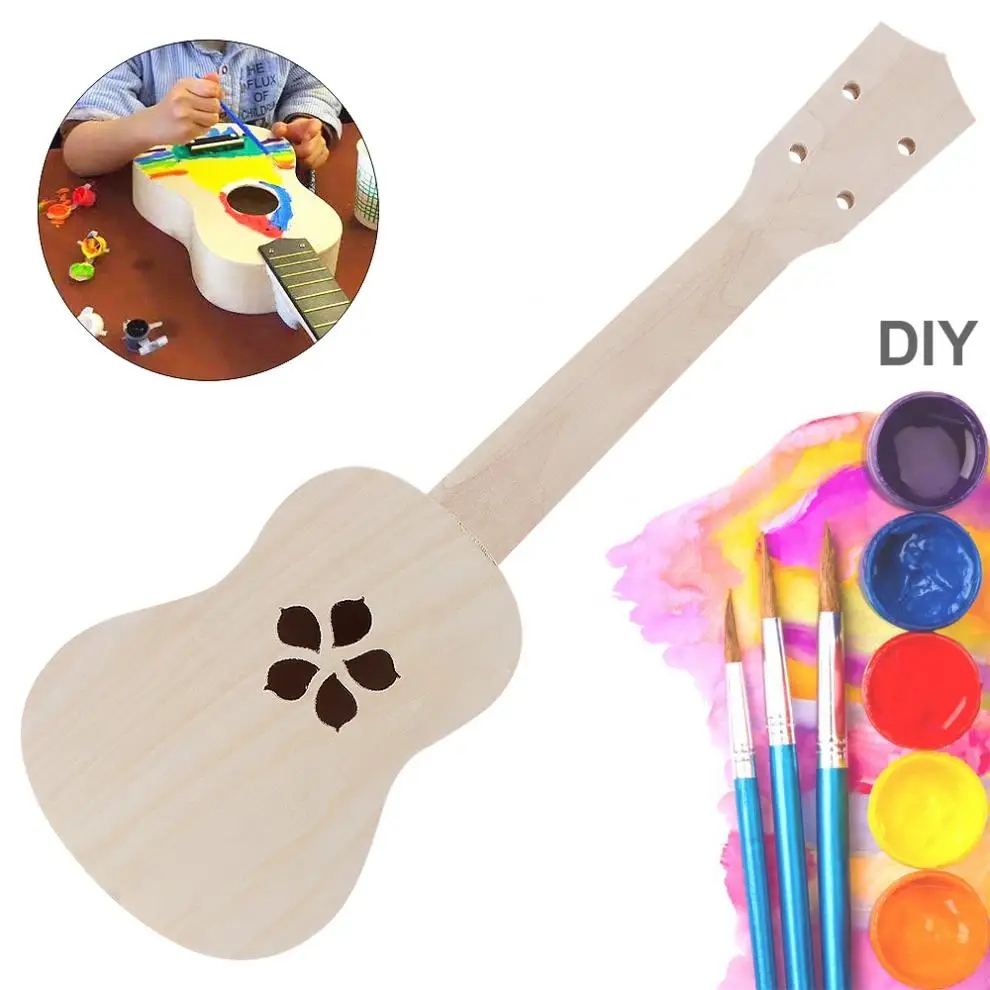 21 Palčni Ukulele DIY Komplet Basswood Sopran Havajih Kitaro z Sakura Zvoka Luknjo Handwork Slikarstvo Starši-otrok oglaševalske Akcije