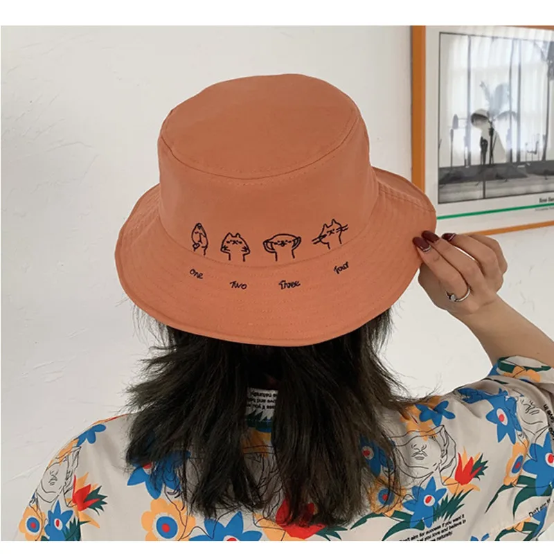 New Tide ena dve tri štiri luštna mačka tiskanja vedro klobuk za Moške in Ženske na prostem, potovanja klobuk Sonce Skp Panama ravno top ribič klobuk