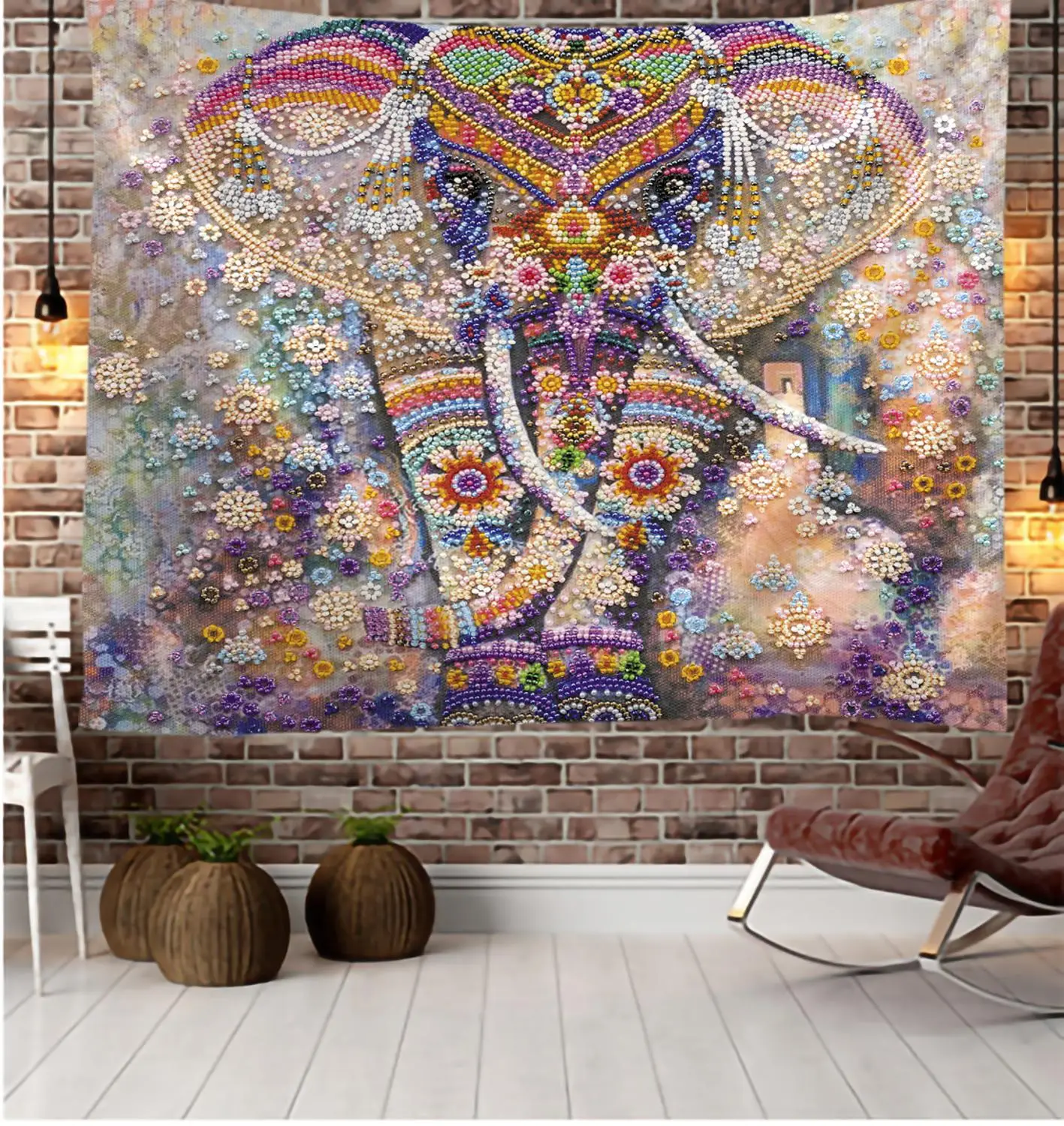 Barvita slikarstvo Mandala Steni Visi Boho Dekor Macrame Hipi Čarovnice Tapiserija