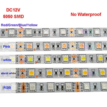 5 M 5050 SMD Led Trak Svetlobe trakom, Visoka kakovost;60LEDs/m;bela/Topla Bela/Rdeča/Zelena/Rumena/Modra/Roza/RGB/UV/RGBW/RGBWW;DC12V
