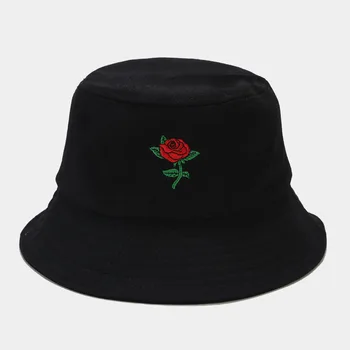 2020 Bombaž Rose vezenje Vedro Klobuk Ribič Klobuk na prostem, potovanja klobuk Sonce Skp Klobuki za Moške in Ženske 220