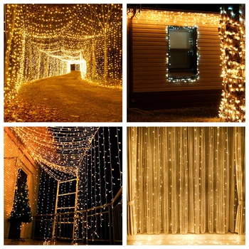 3x3M LED svate Teras Dekor Pravljice Luči Božič Garland LED Zaveso Zunanja Notranja Niz Luči za Dom Vrt NewYear