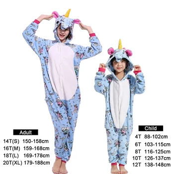 Flanela otroci pajama nastavite pozimi živali odraslih samorog pižamo za ženske, moške tople pižame Kigurumi onesie fox fantje dekleta sleepwear