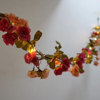 2M Rattan Rose Cvet Baterije Bakrene Žice LED Pravljice Niz Luči za Božič Sveti Garland Poročno Dekoracijo Stranka Dogodek Dekor
