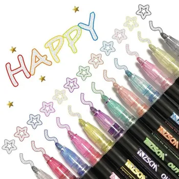Dvojno črto oris pero barve roko račun pero sanje pero ročno poslikano tiskovine označevalnik marker DIY kovinska barva Božič F4