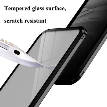 Zasebnost Magnetno Ohišje za Samsung Galaxy S20 Plus Anti-Peeping Dvojno Kaljenega Stekla, Kovin Odbijača Za Samsung A51 A71 S20 Ultra