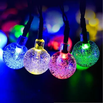 Zunanji Božič Sončne RGB Barvna Led Niz 30 LED Žarnica Svetlobo Poroka Dekoracija na Vrtu Pravo Osvetlitev Nepremočljiva