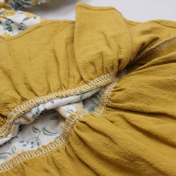 2020 Novo Poletje Zavoj navzdol Ovratnik Vzorec Baby Girl Obleke Kratek Rokav Cvet Obleka Otroci Oblačila Tiskanje Priložnostne Obleke Bombaž