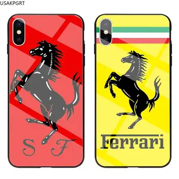Luksuzni avto Ferrari logo Telefon Primeru Kaljeno Steklo Za iPhone 11 XR Pro XS MAX 8 X 7 6S 6 Plus SE 2020 primeru