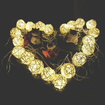 5M LED Bombaž Svetlobe niz 220V/110V Božič Pravljica Dekorativne luči Rattan kroglice svetilka, Topla Bela Stranka poročni vrt garland