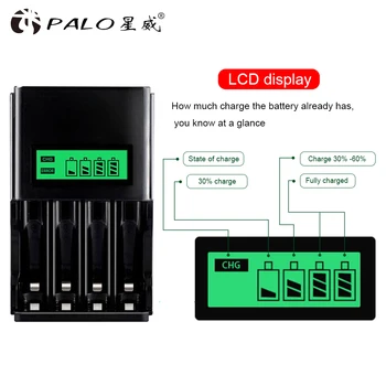 PALO 1,2 V Nimh Polnilne Baterije AAA AAA AA Polnilne Baterije AA Batteria 3000mah+1,2 V AA AAA Baterije Smart Polnilec LCD