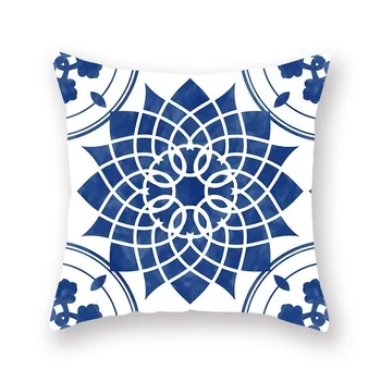 Modra Geometrijske Mandala Vzorec Poliester Vzglavnik Dekorativni Vrgel Blazino Domači Kavč Dekoracijo Blazine Pokrov 45x45cm