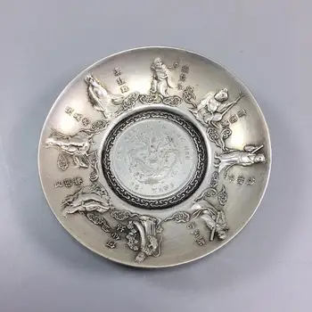 Kitajska STARE Tibetanske srebro Kitajski Srebro Osem Immortals Pero pranje
