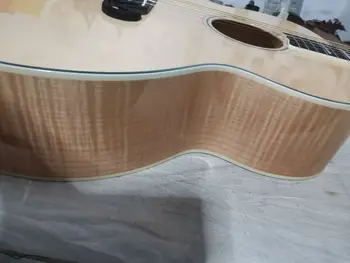 Brezplačna dostava za nadgradnjo kakovosti naravnih kitara plamen javor trdna smreka jumbo telo 43 cm 200 akustična električna kitara