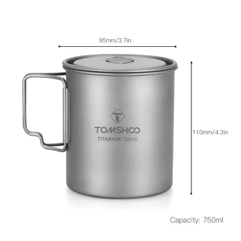 TOMSHOO Ultralahkih Titana Pokal za Kuhanje 750 ml Zunanji Prenosni Vode Pokal Vrč namizni Pribor Lonec iz Titana Pot Kampiranje Piknik