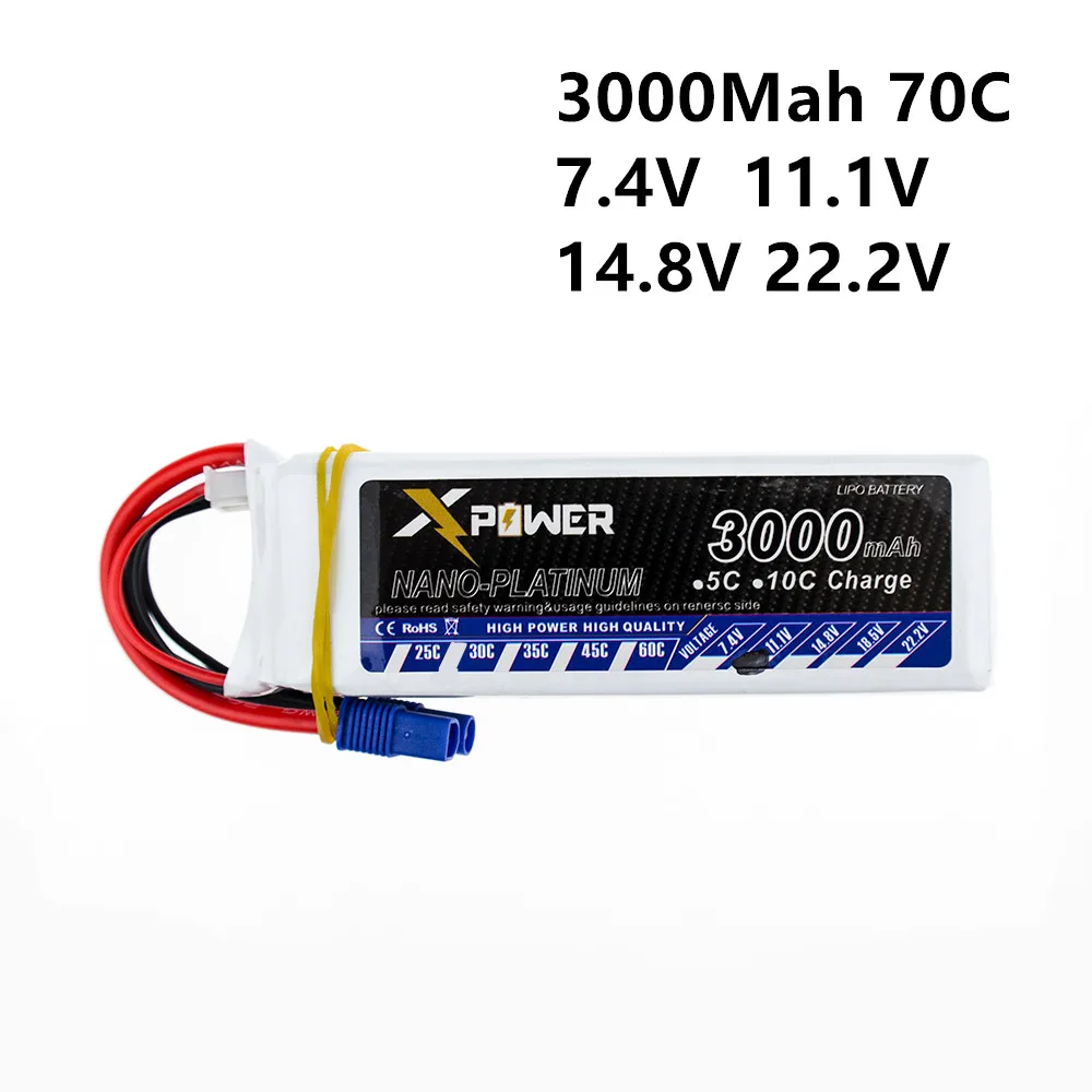 XPower 7.4 V 11.1 V 14.8 V 22.2 V 3000mAh 70C 2S 3S 4S 6S Lipo Baterije za ponovno Polnjenje XT60 T druge Plug Za RC Brnenje Avtomobila, Čolna