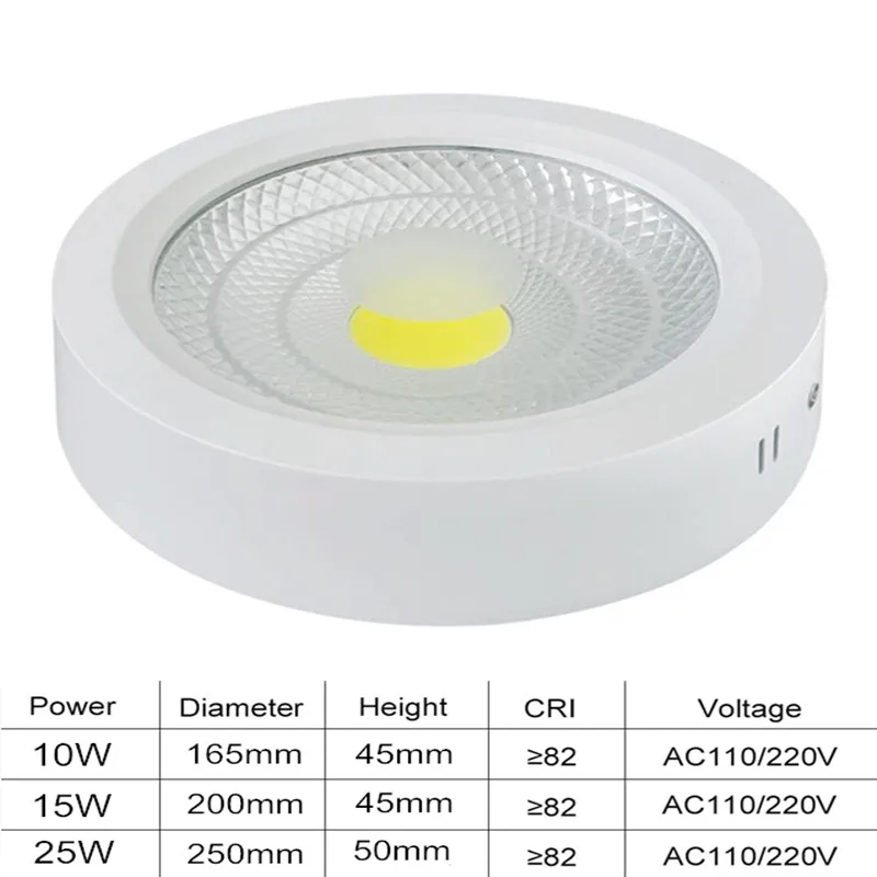 Zatemniti LED COB Površinsko Nameščena Downlight 10W 15W 25 W AC85-265V Strop Spot Luči Doma Dekor