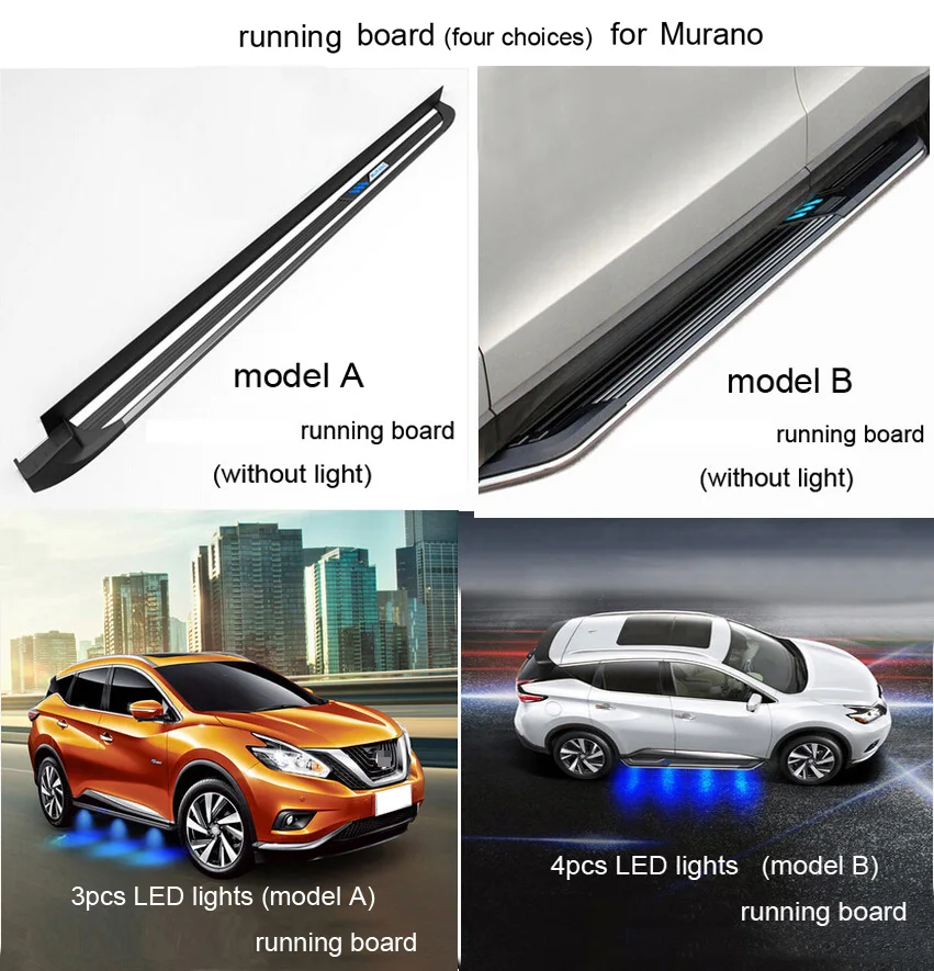 Najnovejše LED teče odbor strani korak bar za Nissan Murano-2020, z modro svetlobo,luksuzni oddih oblikovanja,kakovosti ISO9001,obremenitev 300kg