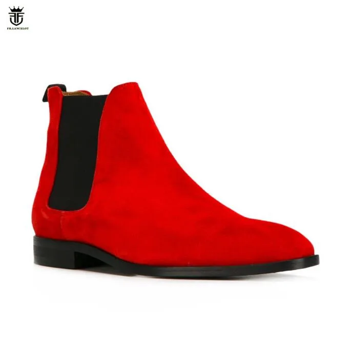 FR.LANCELOT 2020 novo gospodje antilop usnje škornji Britanski stil moških rdeče barve, čevlji zdrsne na poročni čevlji moški chelsea škorenjčki