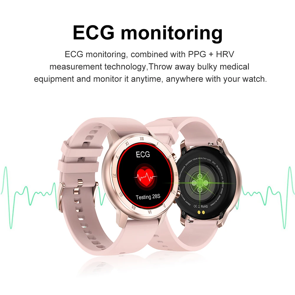 EKG Pametno Gledati 2020 Poln na Dotik Krog Zaslona IP68 Vodotesen Smartwatch Ženske Za Android IOS Telefon Moški Gledajo Ženske Fitnes Band