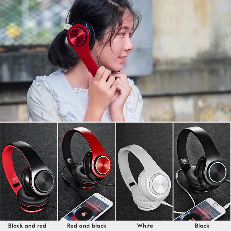 Bluetooth Slušalke Svetlobna Brezžične Slušalke Bluetooth Z Mikrofonom šumov MP3 Predvajalnik za iphone, samsung