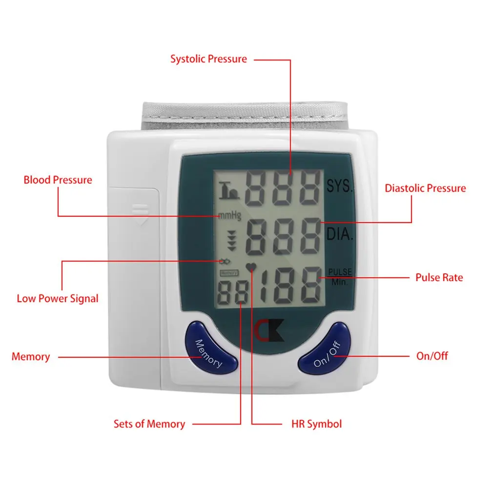 NewHealth Skrbi Samodejni Digitalni Zapestni Krvnega Tlaka Monitor za Merjenje Srčni Utrip srčni Utrip DIA Tonometer Sphygmomanometer