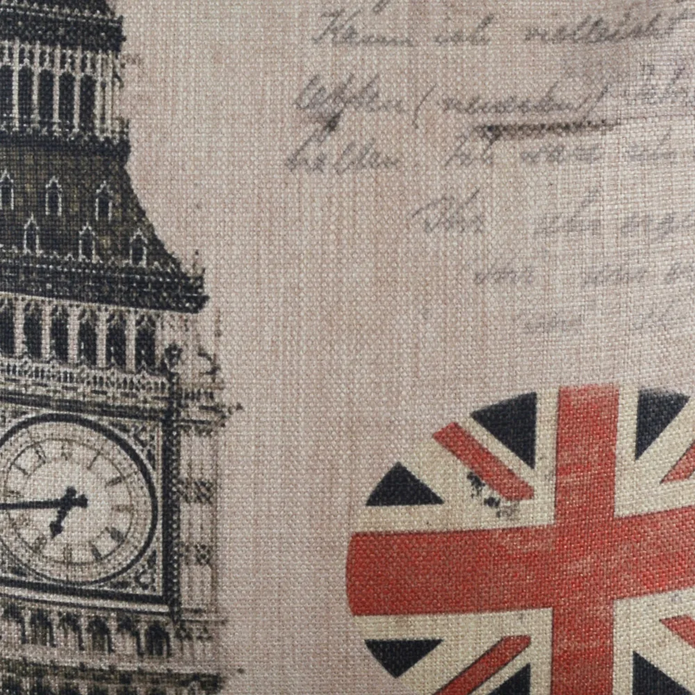 LINKWELL 18 x 18 cm, Vzglavnik Burlap Blazine Pokrov Letnik Londonski Big Ben s Unije Jack KRALJESTVU Nacionalno Zastavo Vintage Videz