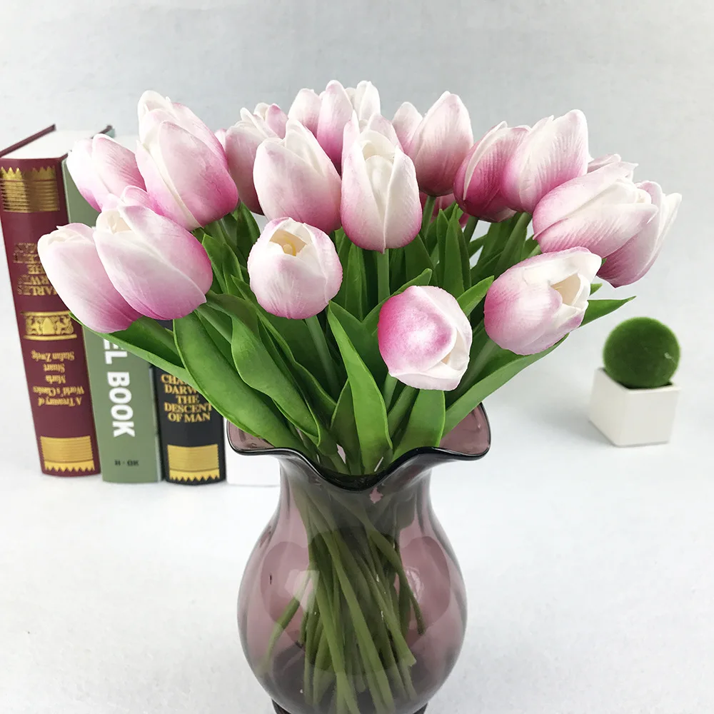 31pcs/veliko lažnih cvetovi Tulipanov Umetno Cvetje PU umetnega šopek Pravi dotik umetno cvetje za dekoracijo doma