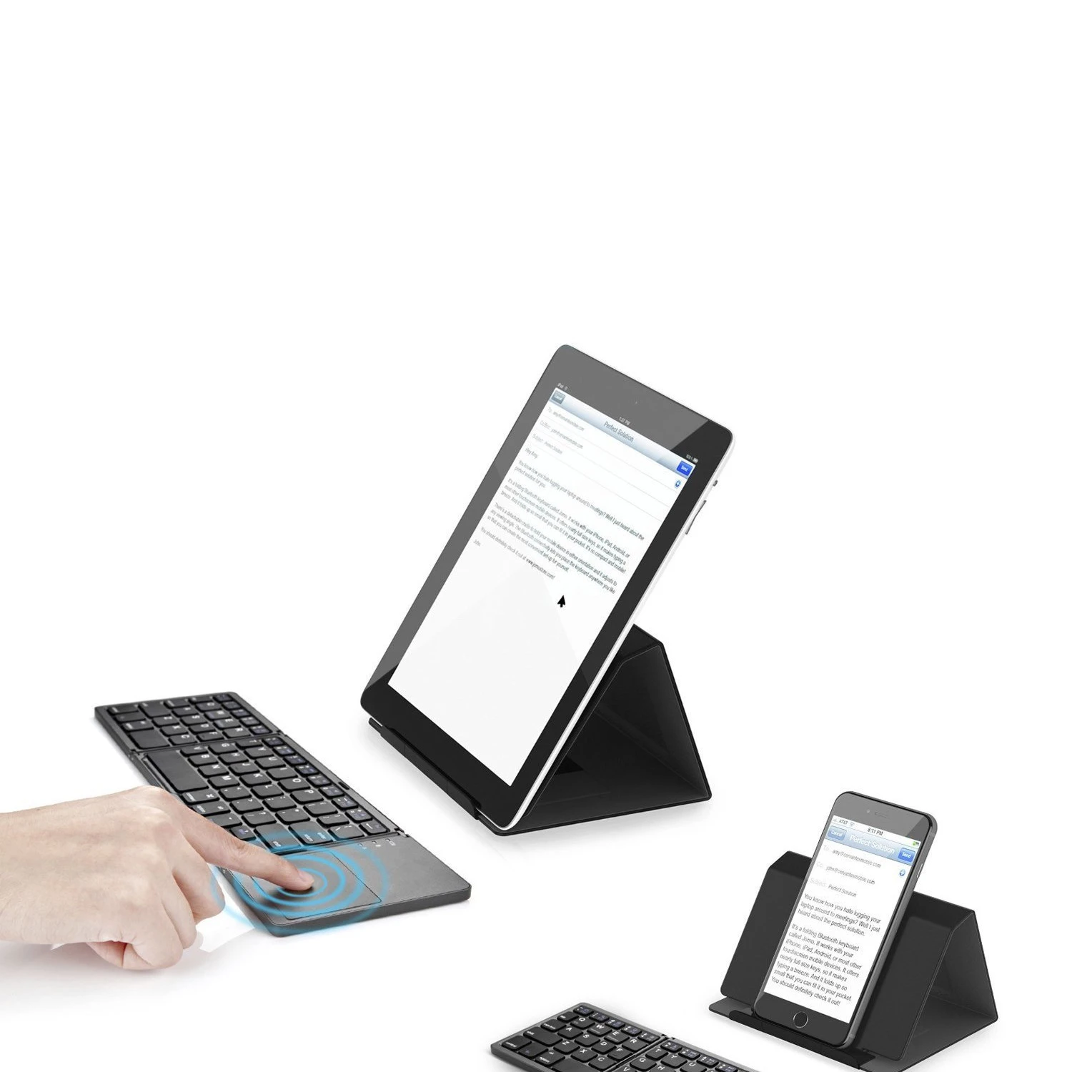 Jelly Glavnik Rechargerable Prenosni Mini Brezžična Tipkovnica Zložljive z Sledilno Miško za Android, Windows PC Tablet