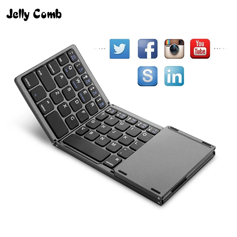 Jelly Glavnik Rechargerable Prenosni Mini Brezžična Tipkovnica Zložljive z Sledilno Miško za Android, Windows PC Tablet