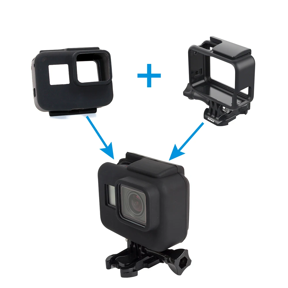 TELESIN Fotoaparat Primeru Mehki Silikonski Okvir Primeru Zaščitna Gume Lupini Stanovanj Pokrivajo Kožo Zaviti za GoPro Hero 5 6 7 dodatna Oprema