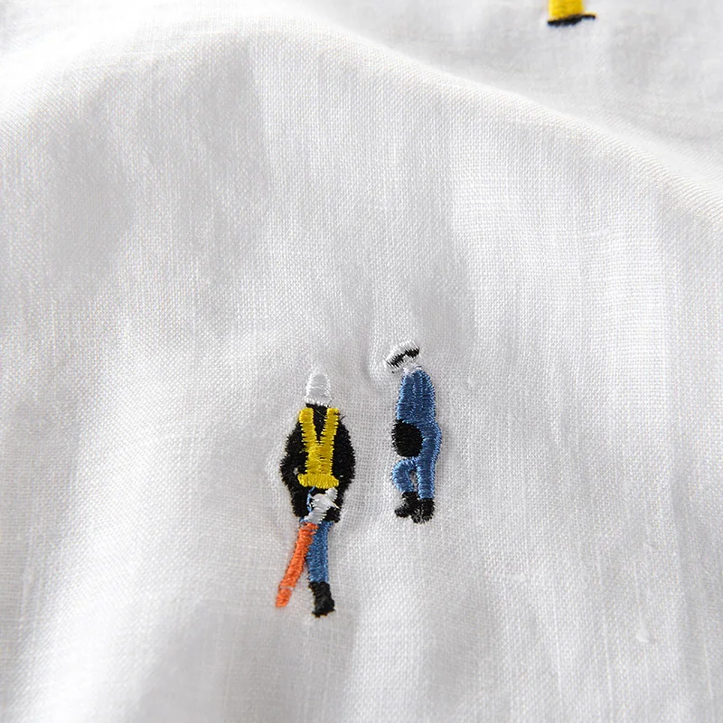 Artoon vezenje, šivanje perila kratek rokav T-shirt moške blagovne znamke priložnostne krog vratu elastična belega bombaža moška t majica camisa