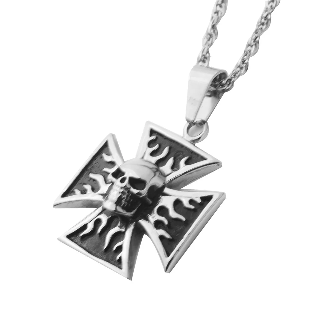 Moške silver black Punk Gothic Lobanja, Križ obesek ogrlico.iz nerjavečega jekla, moda osebno ogrlica nakit,trgovina na debelo