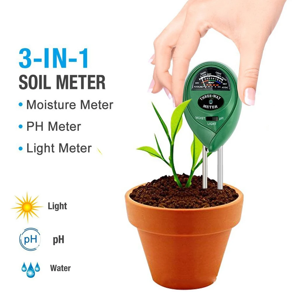 3 V 1 Tla PH Merilnik Vlage Sončni svetlobi PH Meter Tester Za Rastline, Cvetje Vlažnost Sončni Vrt, Rastline, Cvetje Vlažna Tester