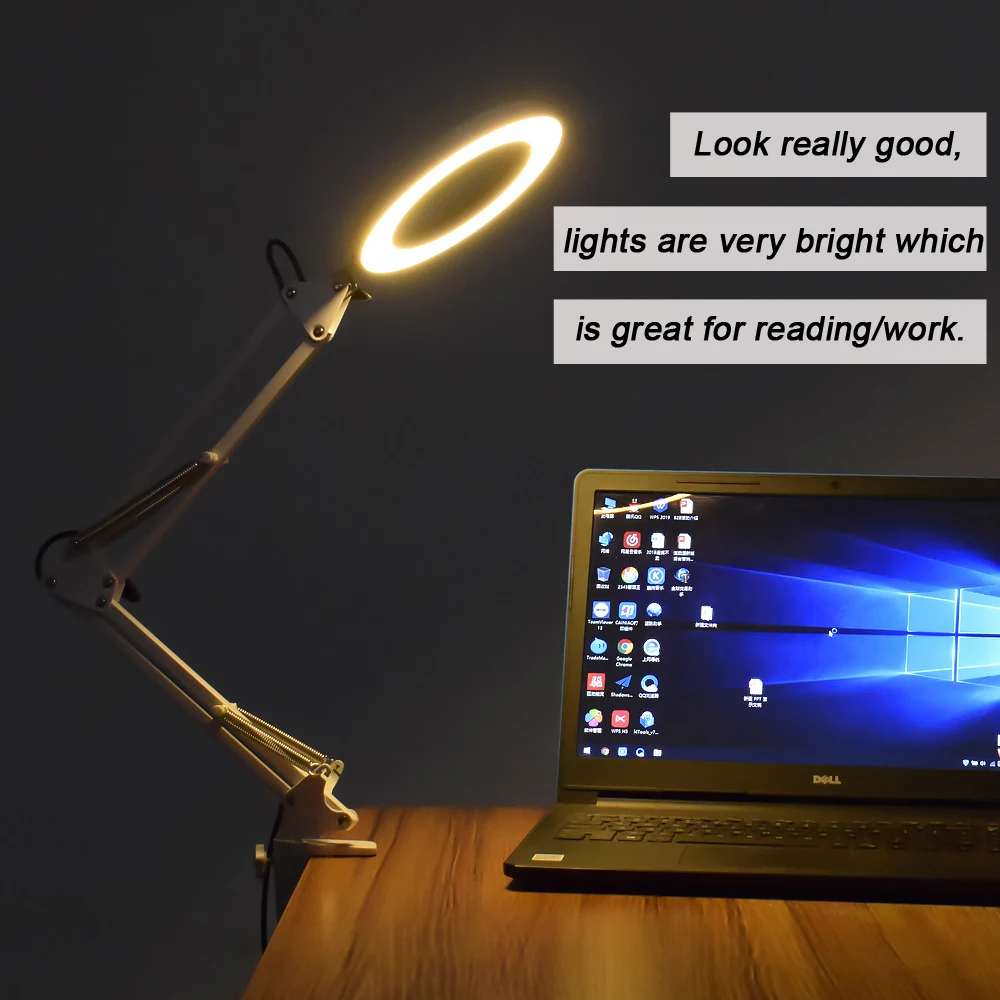 NEWACALOX USB 5X Zložljiva LED Povečevalno Steklo Tabela Objemka Osvetljeni Lupo Spajkanje Tretje Ročno Orodje 3 Barve Namizna Svetilka