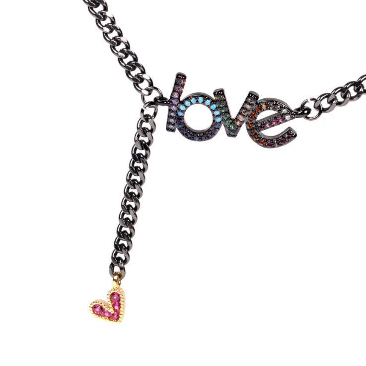Ustvarjalne tassel cirkon rdeče srce, ljubezen, ljubezensko pismo, ki ogrlica black ženske ogrlica