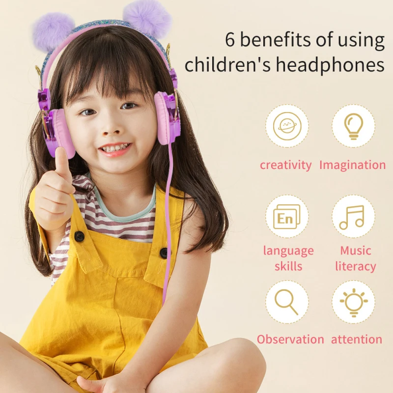 Srčkan Otroci Žične Slušalke Z Mikrofonom Dekleta 3,5 mm Glasbeni Stereo Slušalke Računalnik, Mobilni Telefon Igralec Mačka Slušalke Dekle