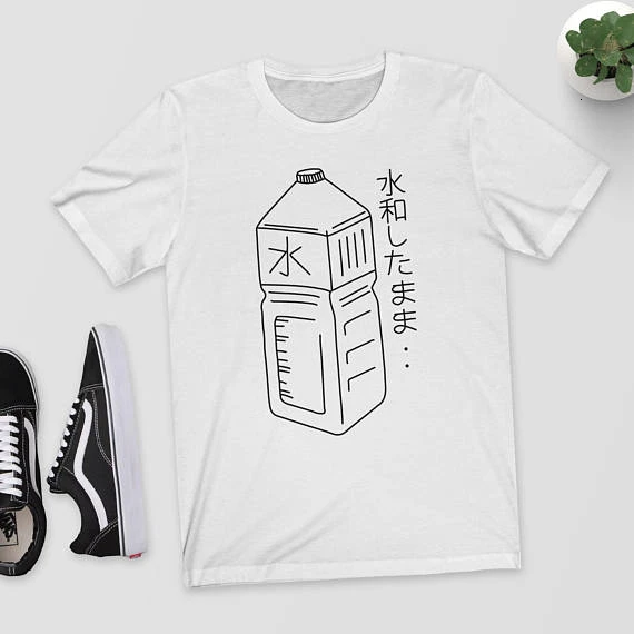 Japonski Steklenico Vode T-Shirt Ostanejo Hidrirani Graphic Tee Tumblr Estetske Unisex harajuku vrhovi 90. letih ženske goth majica tees - K307