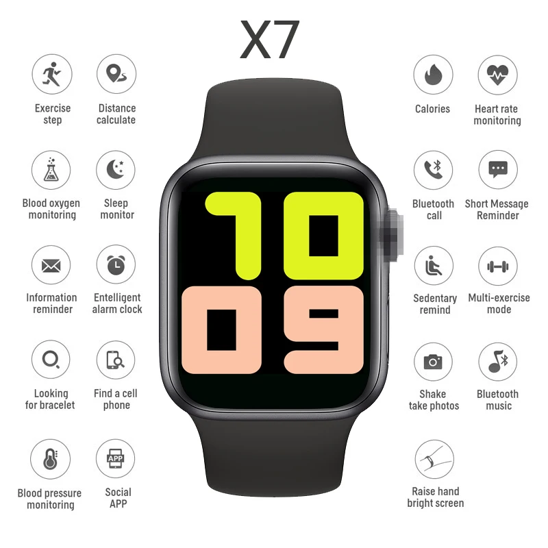 IWO MAX 2 X7 Bluetooth Smart Watch Klic Polni, Zaslon na Dotik, Športna Fitnes Tracker Srčni utrip, Krvni Tlak Smartwatch Pedometer