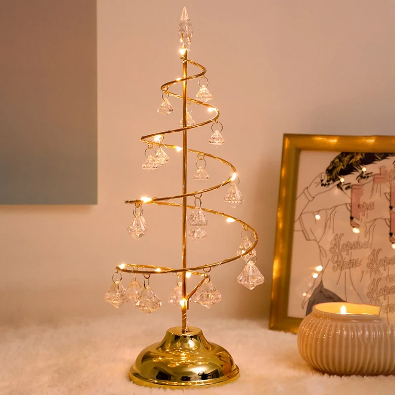 Kristalno Božično Drevo Led Osvetlitev Okrasni Pravljice Luči Spalnica Niz Luči za Punco Otroci Baby Darilo Novo Leto