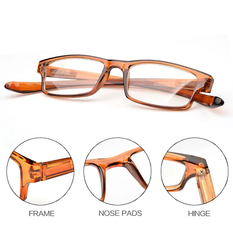 Moški Ženske Visi Obravnavi Očala Prenosni Ultra-lahka Očala Klasična Moda PC Okvir Dioptrije Točk 1.0 ~ 4.0（ni trak）