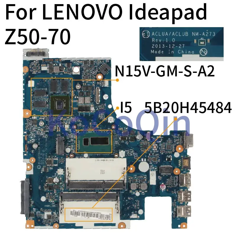 KoCoQin Prenosni računalnik z matično ploščo Za LENOVO Ideapad Z50-70 Core I5 Mainboard 5B20H45484 ACLUA ACLUB NM-A273 N15V-GM-S-A2