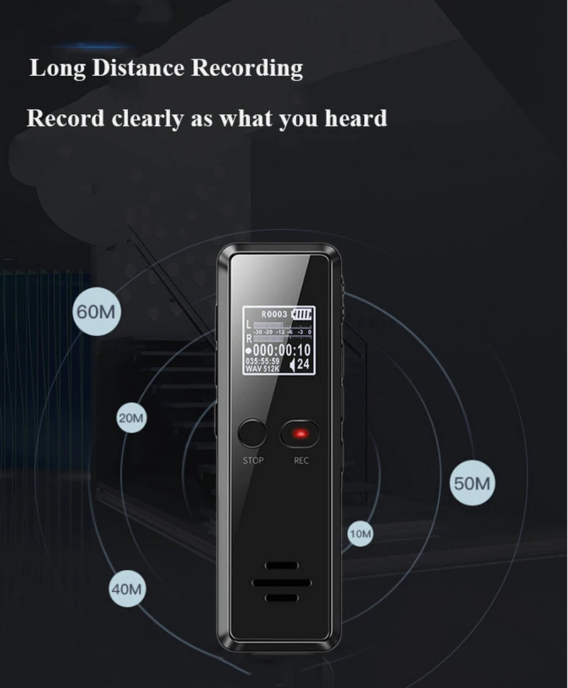 Mikro Digital Voice Activated Diktafon Dictaphone Dolge Razdalje Audio One-gumb za Snemanje MP3 Predvajalnik Zmanjšanje Hrupa Zapis WAV