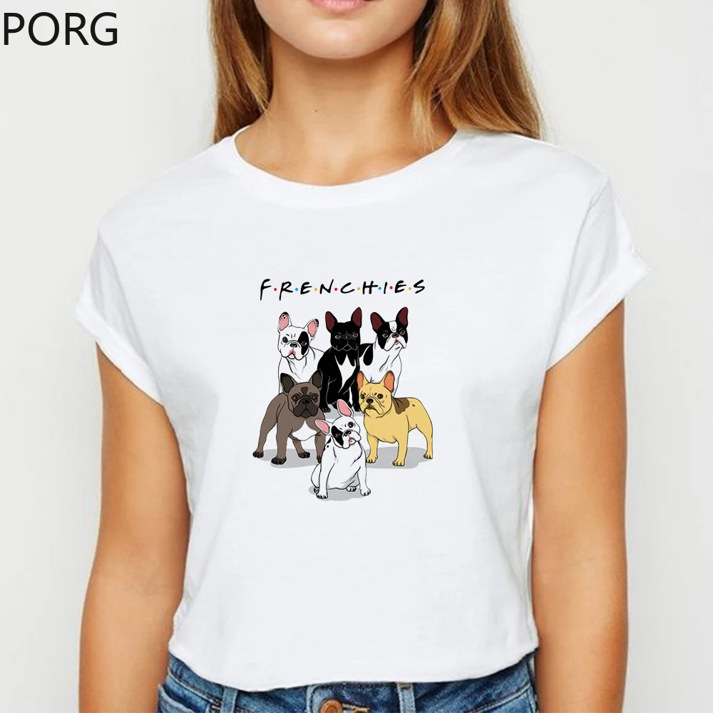 Vroče Prodaje Modni Pes Frenchies tshirt Ženske Ulzzang Poletje T Shirt Harajuku Smešno In Lepo Tiskanje O Ženski Vratu T-shirt