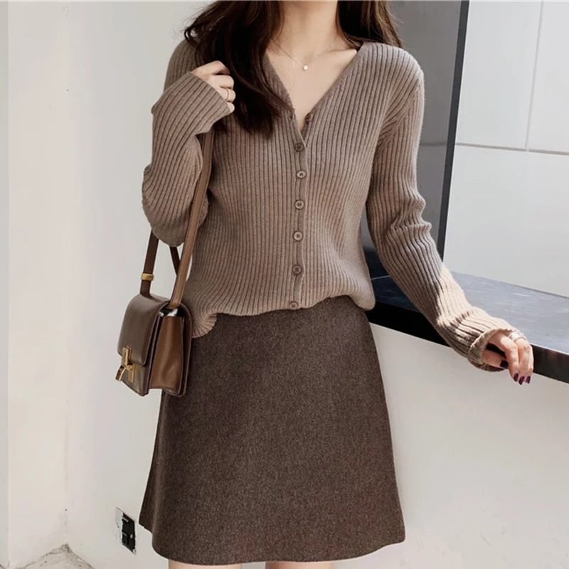 AOSSVIAO Seksi gumbi pleteni pulover jopico ženske Slim belušno pozimi, jeseni puloverji ženska Moda plus velikost pletenine 2020