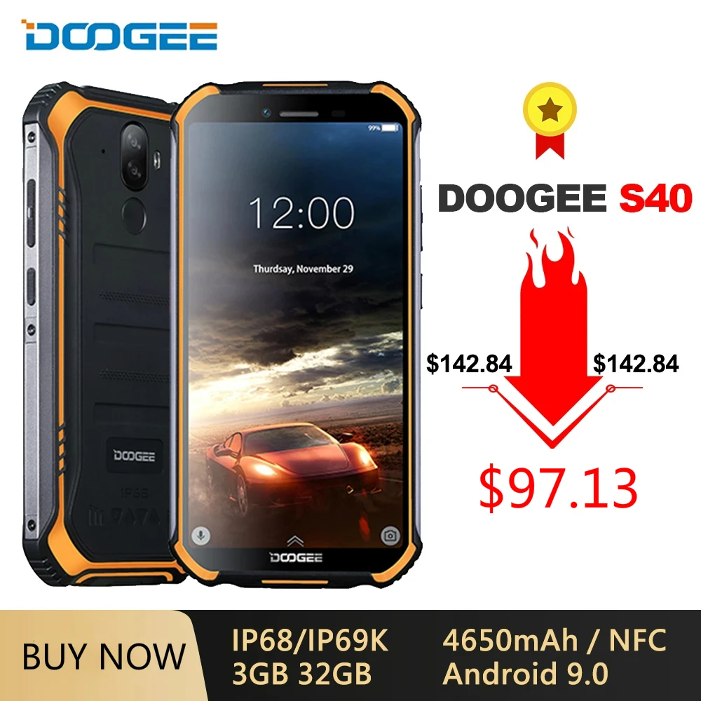 DOOGEE S40 IP68/IP69K 4G Krepak Mobilni Telefon 4650mAh Android 9.0 5.5