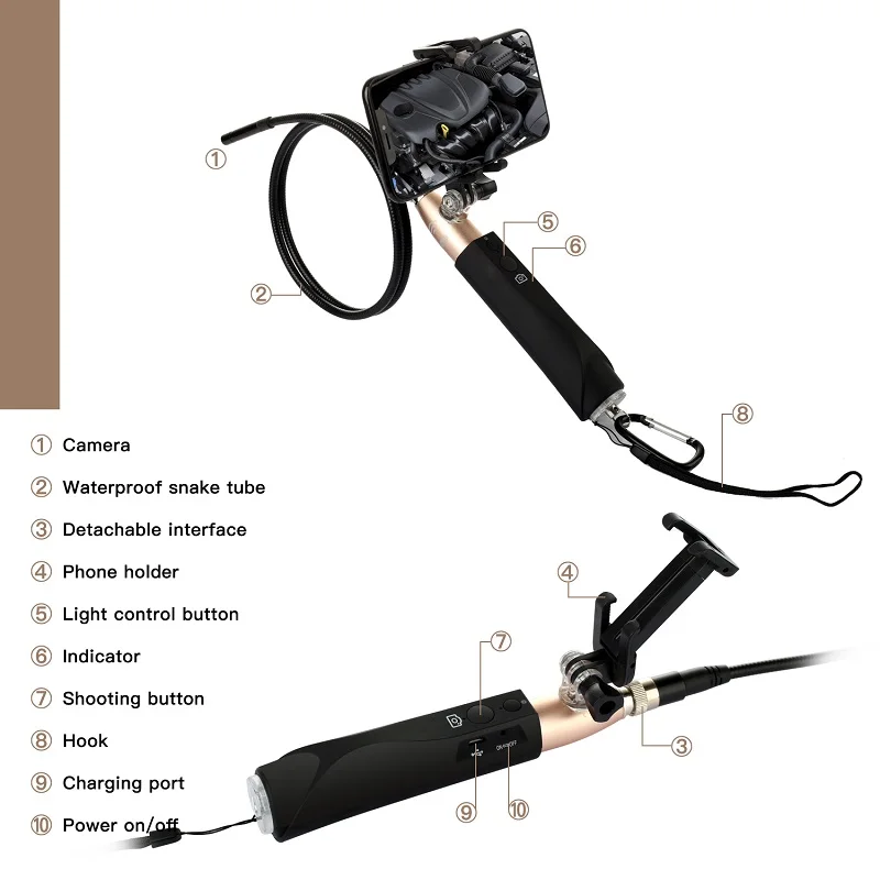 F110 WIFI Ročni Endoskop 8 mm 8LED 3m kača Trdi Kabel Nepremočljiva borescope Android, IOS Endoscopio Pregledovalna Kamera šatulji