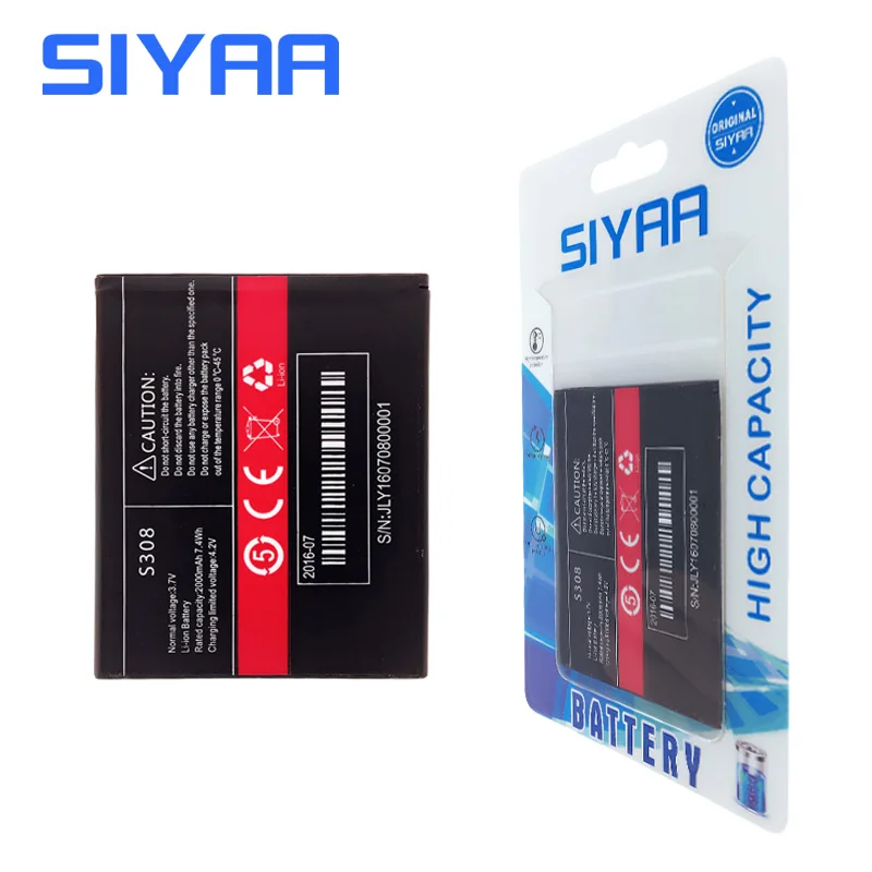 Original SIYAA S308 Baterija Za Cubot Li-ionska Baterija 3,7 V Visoko Kapaciteto 2000mAh Zamenjavo Mobilnega Telefona Baterije