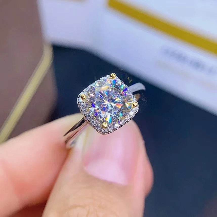 Prasketanje moissanite obroč za ženske, nakit zaročni prstan za poroko pravi 925 sterling silver 8*8 mm velikost gem darilo za rojstni dan
