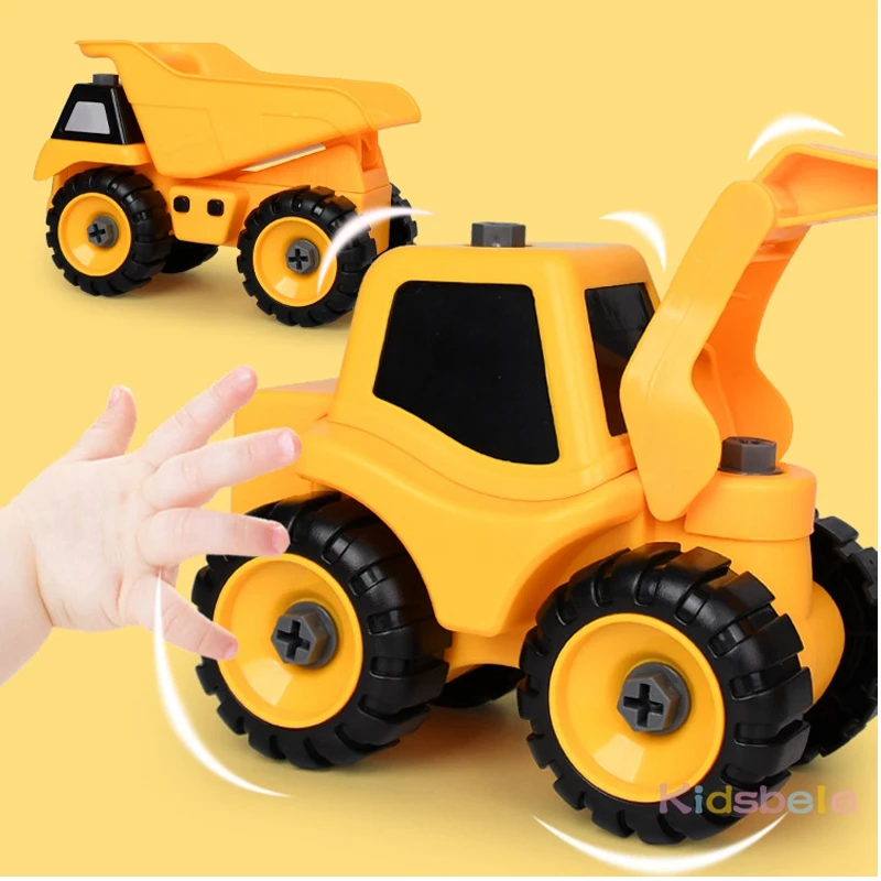Otroci DIY Montaža Inženiring Tovornjak Kopač Buldožer Otrok Vijak Fant Ustvarjalno Orodje, Izobraževanje Igrača Avto Model